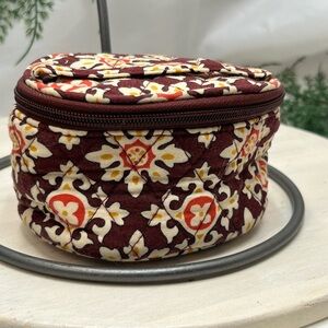 Vera Bradley, retired, burgundy, medallion, small, cosmetic bag, jewelry, travel